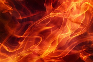 A closeup of flowing, ethereal orange and red flames on an abstract background, creating a sense of movement and depth. The warm colors create a dramatic contrast against the dark backdrop