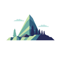 Mountain vector illustration, mountain top in flat design style, cartoon peak hill