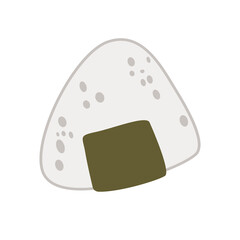Onigiri or japanese rice ball, cartoon vector illustration isolated on white background, omusubi japan food flat icon, nigirimeshi clip art