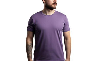 Man wearing purple t shirt on Transparent Background PNG