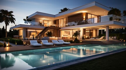 Fototapeta na wymiar Modern Villa With A Pool 