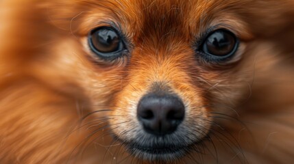 Pomeranian Spitz in my home captured in a close up portrait