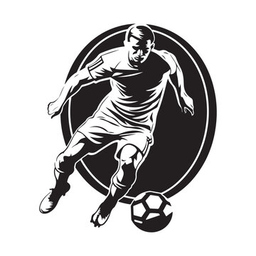 Soccer players silhouette  Vector Image, soccer player with ball