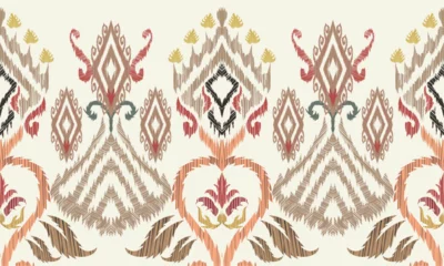 Poster Hand draw african Ikat paisley embroidery.geometric ethnic oriental seamless pattern traditional.Aztec style abstract vector illustration.great for textiles, banners, wallpapers, wrapping vector. © K