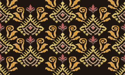 Hand draw Ikat floral paisley embroidery.geometric ethnic oriental pattern traditional.great for textiles, banners, wallpapers, wrapping vector.