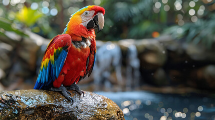 Collared parrot in Lori Park Tenerife Spain - obrazy, fototapety, plakaty
