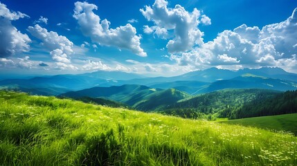 Mountains landscape nature blue sky. Beautiful nature landscape Gasienica Valley High  
