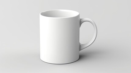 Realistic white ceramic mug mockup isolated on white background.