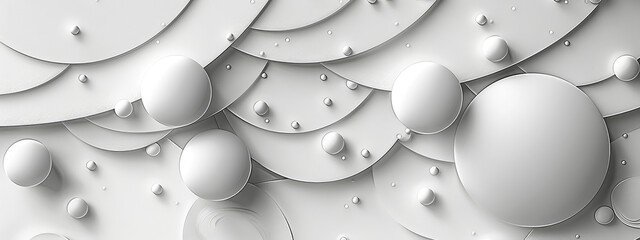 Abstract background with different white squares and circles on grey backdrop. Created with Ai