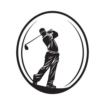 Golf Player Logo  Vector Image, Design Isolated on white Background 