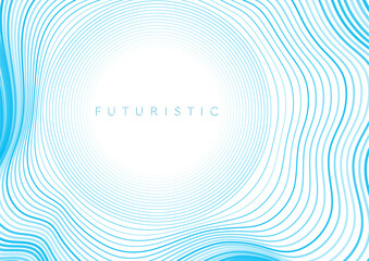 Blue white abstract minimal background with curved wavy lines. Futuristic vector design - 786853444