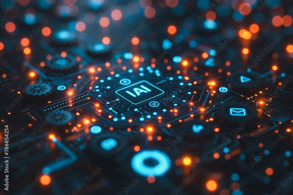 Poster a computer chip with the letters ai on it
