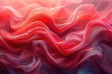 Fotobehang  A mesmerizing digital art piece showcasing an abstract background of swirling pink and red silk fabric. Created with Ai © Design Dockyard