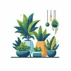 Indoor plant interior design decor money plant cactus in a tub white background green eco friendly studio design vector