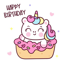 birthday card with unicorn cartoon