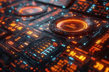 Obraz premium Vibrant graphics of market trends with innovative fintech applications and personal loan information on display