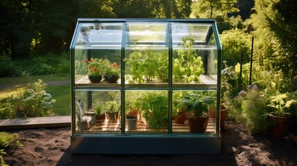 Greenhouse in the garden. Small-scale farming at home