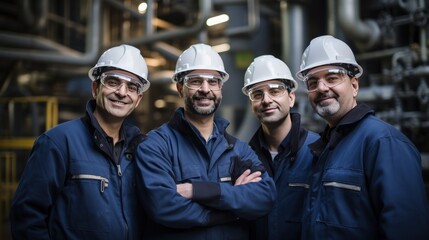 A group of engineers smiled,confident, smiling engineers at power plant 