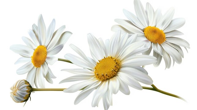 Watercolor daisy clipart with white petals and yellow centers.