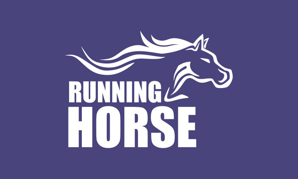SIMPLE GREAT HORSE RUNNING LOGO, silhouette of strong mare vector illustrations
