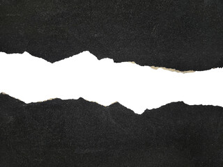 ripped black paper isolated, copy space. torn sandpaper texture overlay