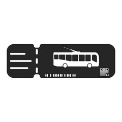 Trolleybus ticket black vector. Booking a ticket for travel. Tourist ticket for the trolleybus. City ticket vector. Boarding pass black icon. Passenger registration document, trolleybus pass.