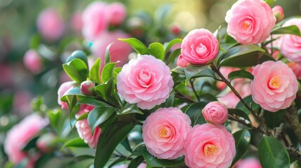 Flowering shrub plant known as Chinese Camellia