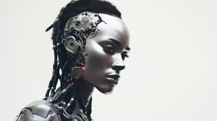 White Robot Cyborg Woman AI