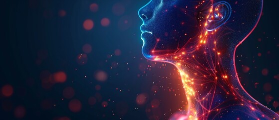 Naklejka premium Neck anatomy lit, neural pathway focus