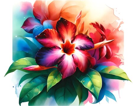 Watercolor Painting of a Mandevilla Flower