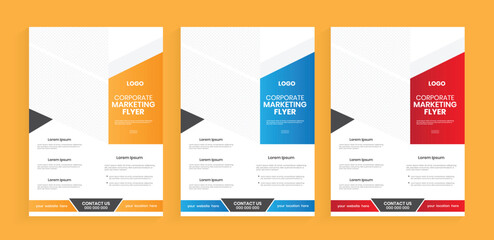 Corporate flyer design layout. Identity flier template with gradient color. Company marketing leaflet, publication, or handout template.
