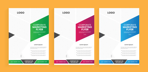 Corporate flyer design layout. Identity flier template with gradient color. Company marketing leaflet, publication, or handout template.