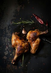 Roast Gourmet Chicken Legs with Garlic and Rosemary