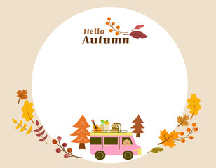 Autumn leaves and Camping illustration