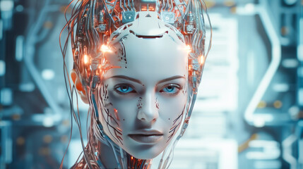 Robot cyborg woman girl person with artificial intelligence,
