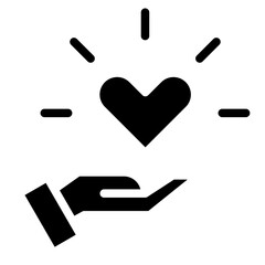 Heart in hand icon