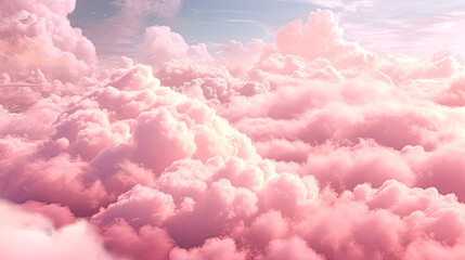 A pink sky with fluffy clouds