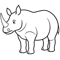 Rhinoceros isolated mascot,Rhinoceros silhouette,rhino vector,icon,svg,characters,Holiday t shirt,black Rhinoceros drawn trendy logo Vector illustration,rhino line art on a white background