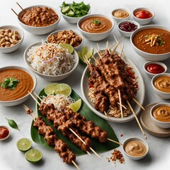 Generative ai satay with peanut sauce is a typical Indonesian food wrapped in banana leaves...