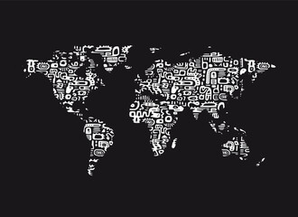 World map silhouette. Abstract pattern. Tribal Background Designs. Ethnic background.