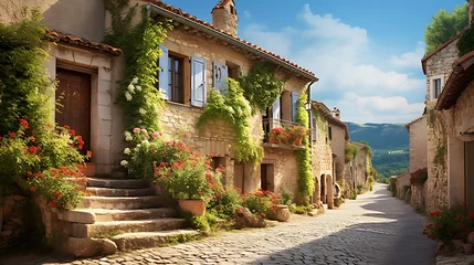Foto op Canvas Explore the historical backdrop of French village © IYIKON