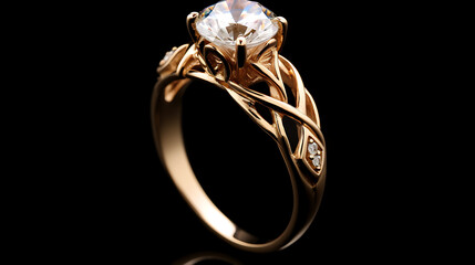 gold ring with diamonds - 786866090