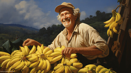 farmer gathers the fruits of his labor smiling - 786866251