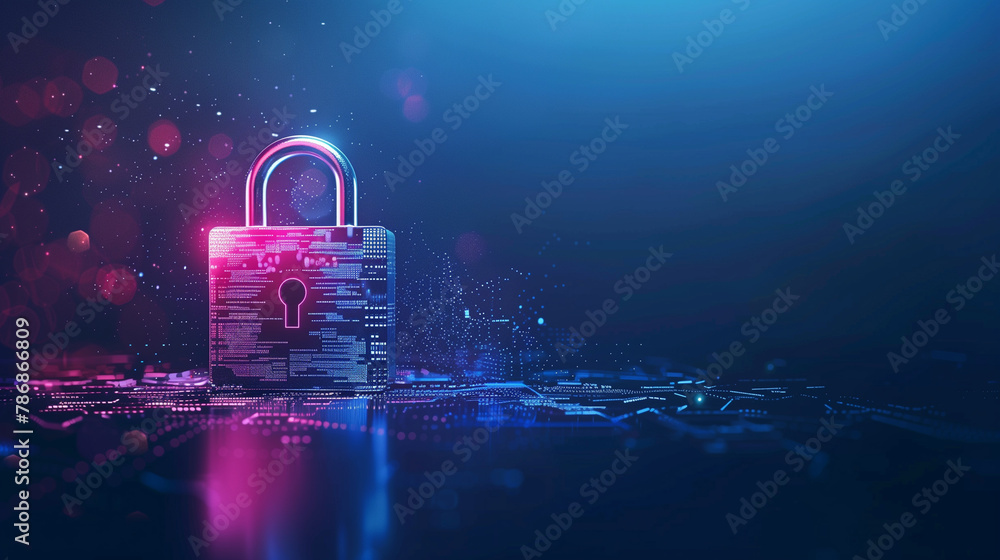 Wall mural cyber security technology for fraud prevention and privacy data network protection concept. digital 