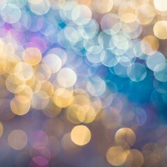 Abstract blur bokeh banner background. Rainbow colors, pastel purple, blue, gold yellow, white silver, pale pink bokeh background, Ai Generate