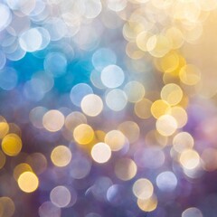 Abstract blur bokeh banner background. Rainbow colors, pastel purple, blue, gold yellow, white silver, pale pink bokeh background, Ai Generate