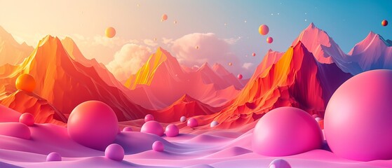Vibrant 3D educational abstract scenery