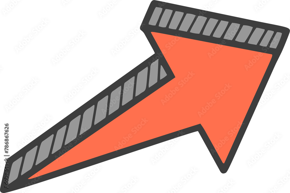 Poster hand drawn doodle arrow. pencil yellow line sketch. curve design element. outline sign of cursor. gr