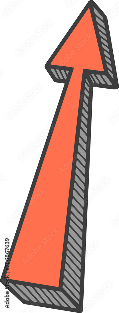 Poster hand drawn doodle arrow. pencil yellow line sketch. curve design element. outline sign of cursor. gr