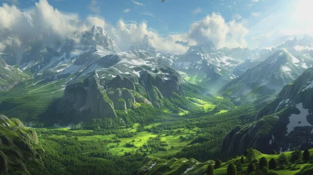 the mountain views are very beautiful . seamless looping time-lapse virtual 4k video Animation Background.